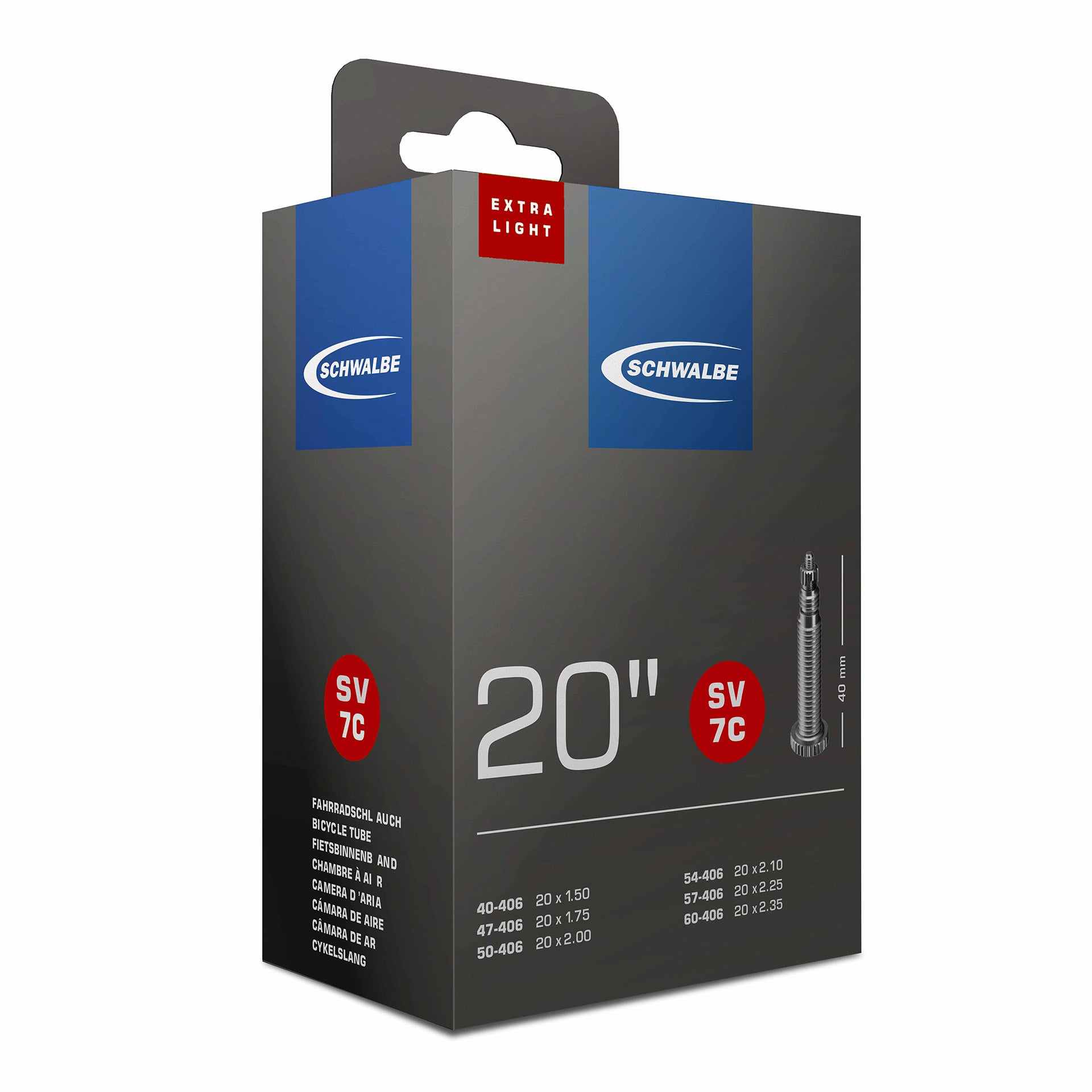 Schwalbe binnenband SV7C 20" 40/60-406 FV 40mm