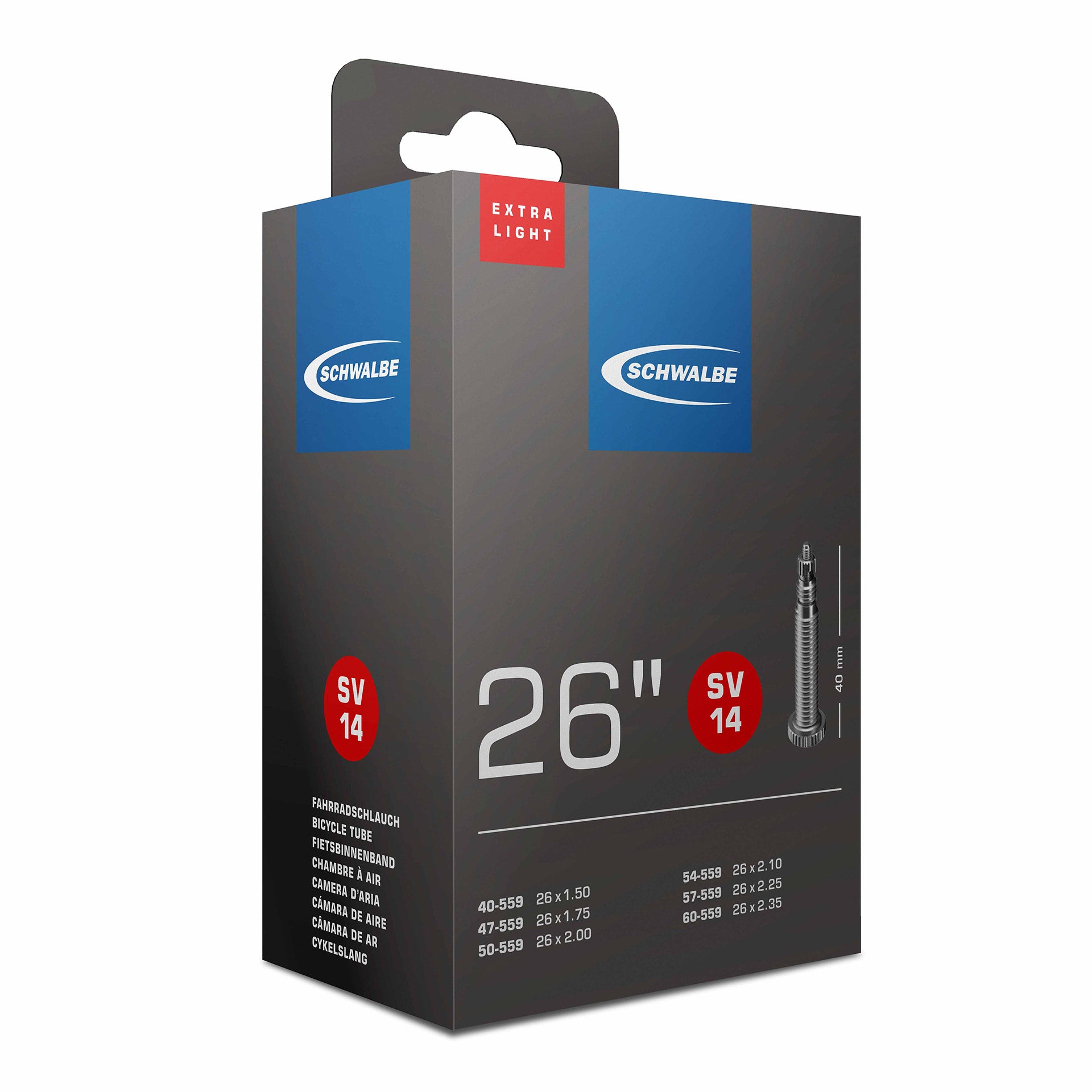 Schwalbe binnenband SV14 26" 40/60-559 FV 40mm