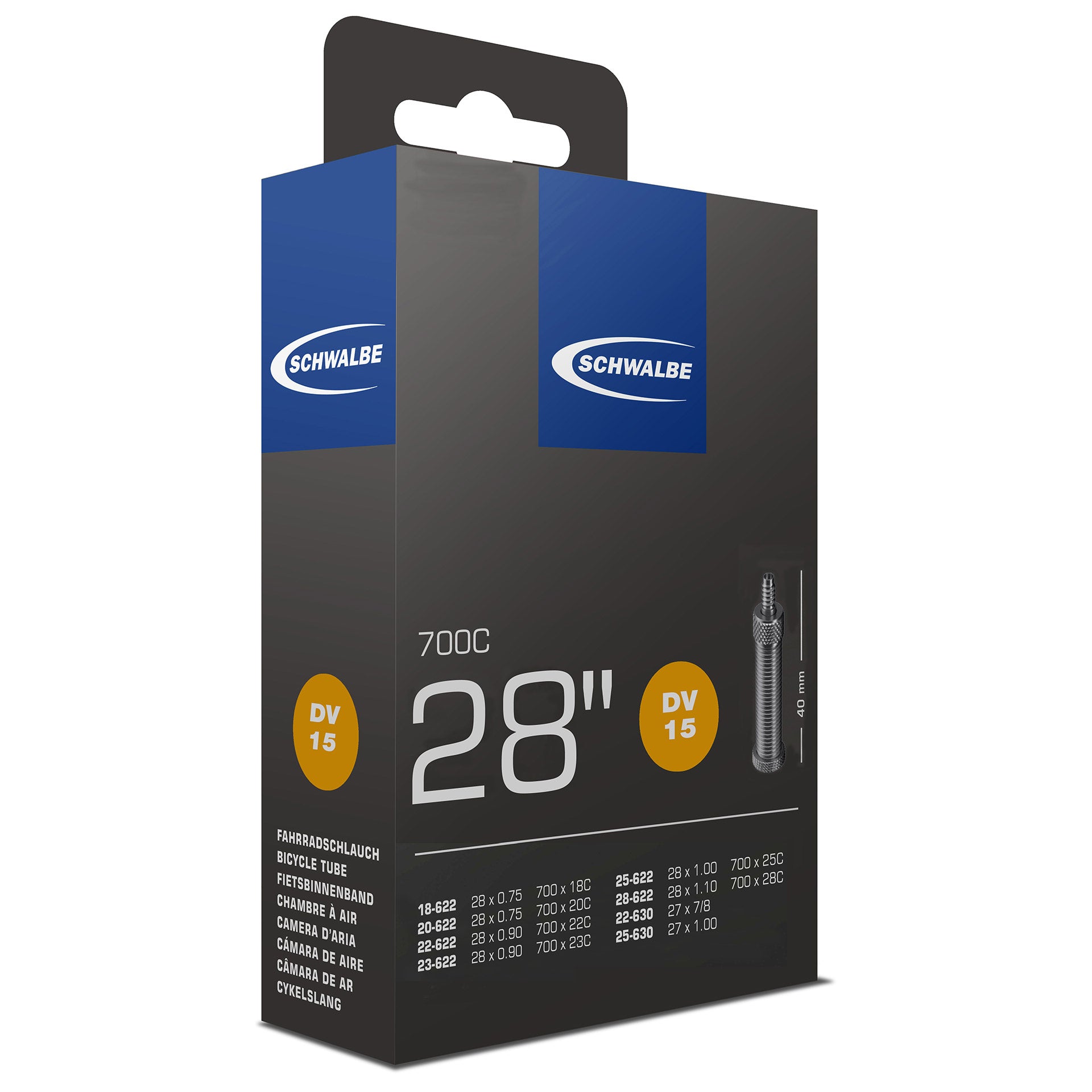 Schwalbe binnenband DV15 28" 18/28-622/630 HV 40mm