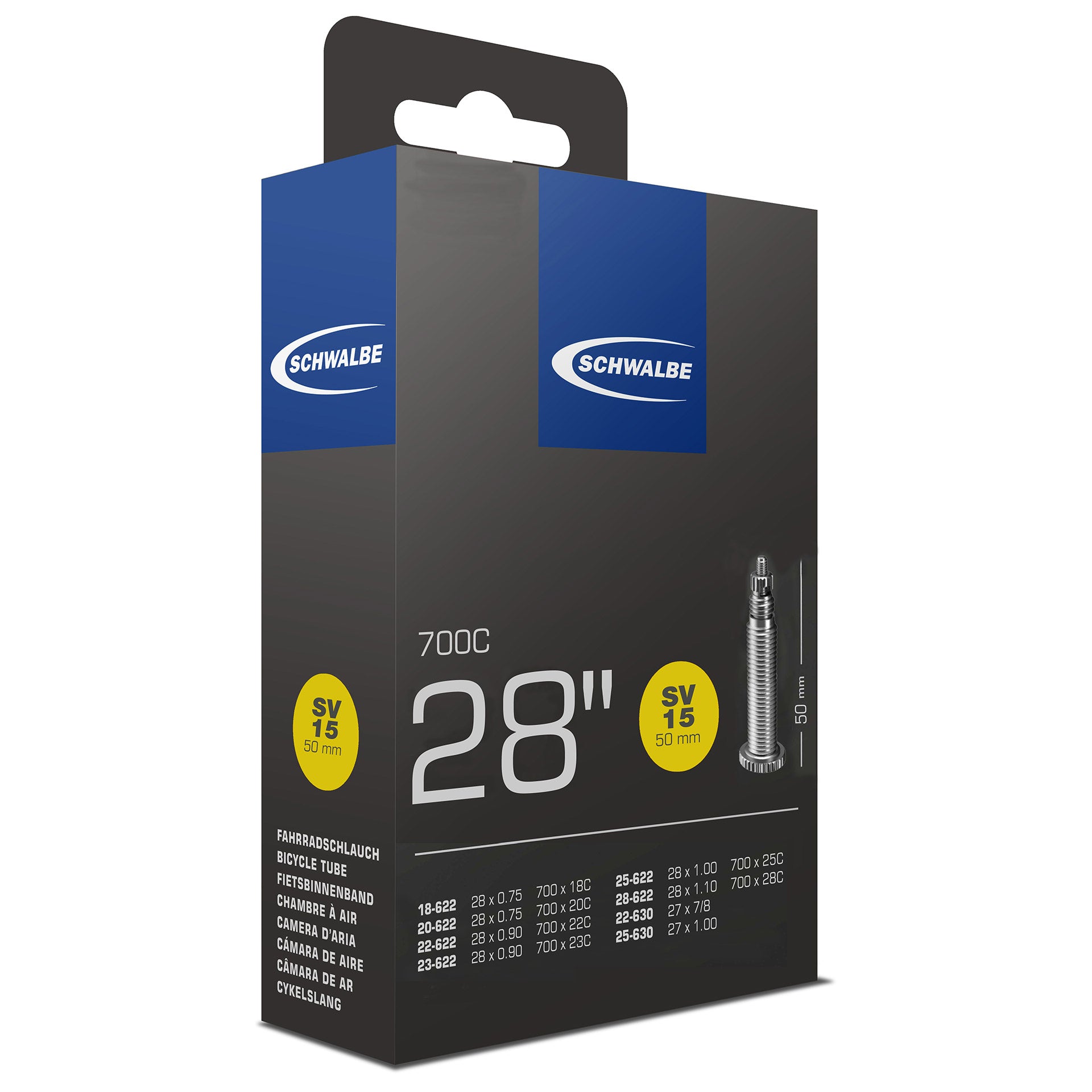 Schwalbe binnenband SV15 28" 18/28-622/630 FV 50mm