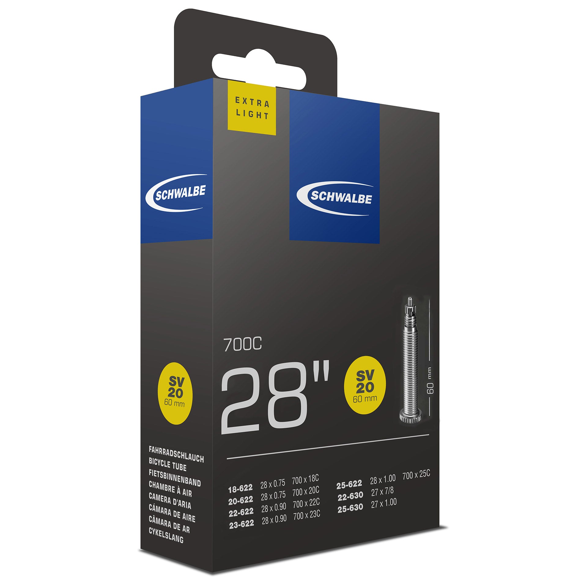 Schwalbe binnenband SV20 28" 18/25-622/630 FV 60mm