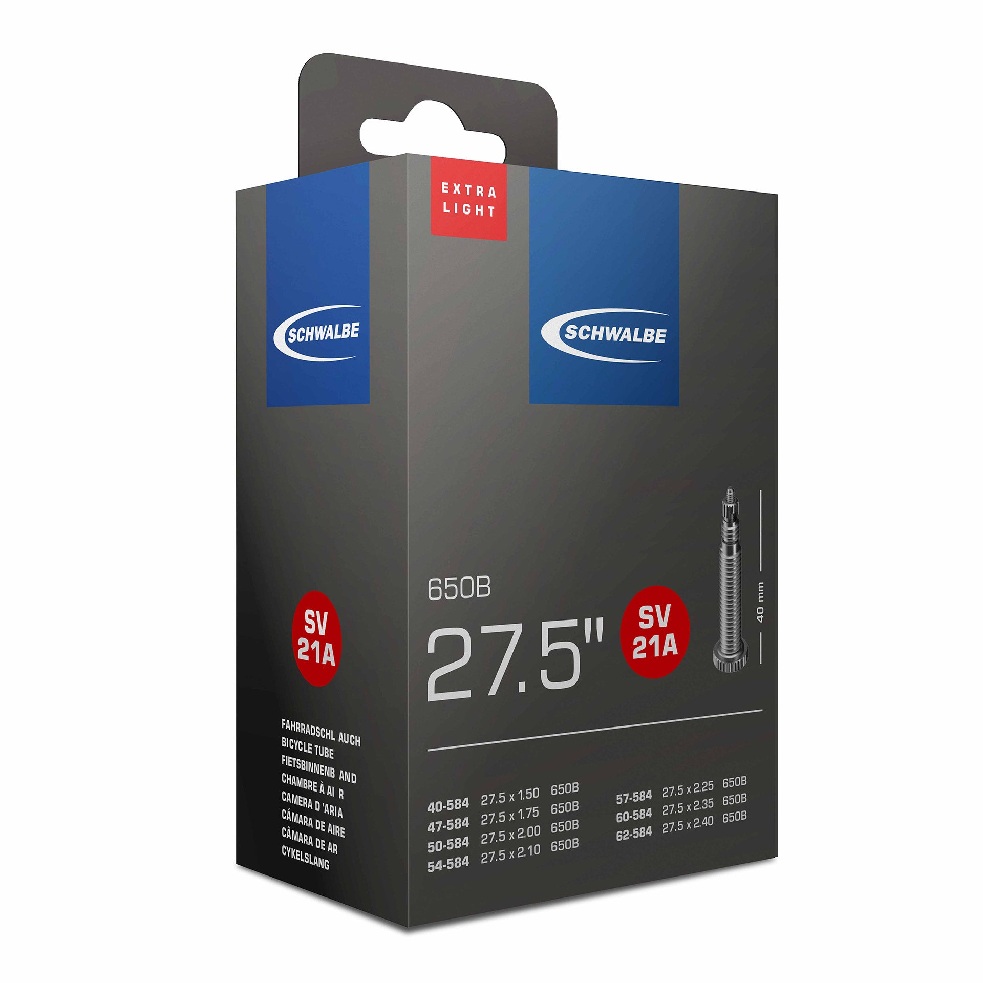 Schwalbe binnenband SV21A 27½" 40/62-584 FV 40mm