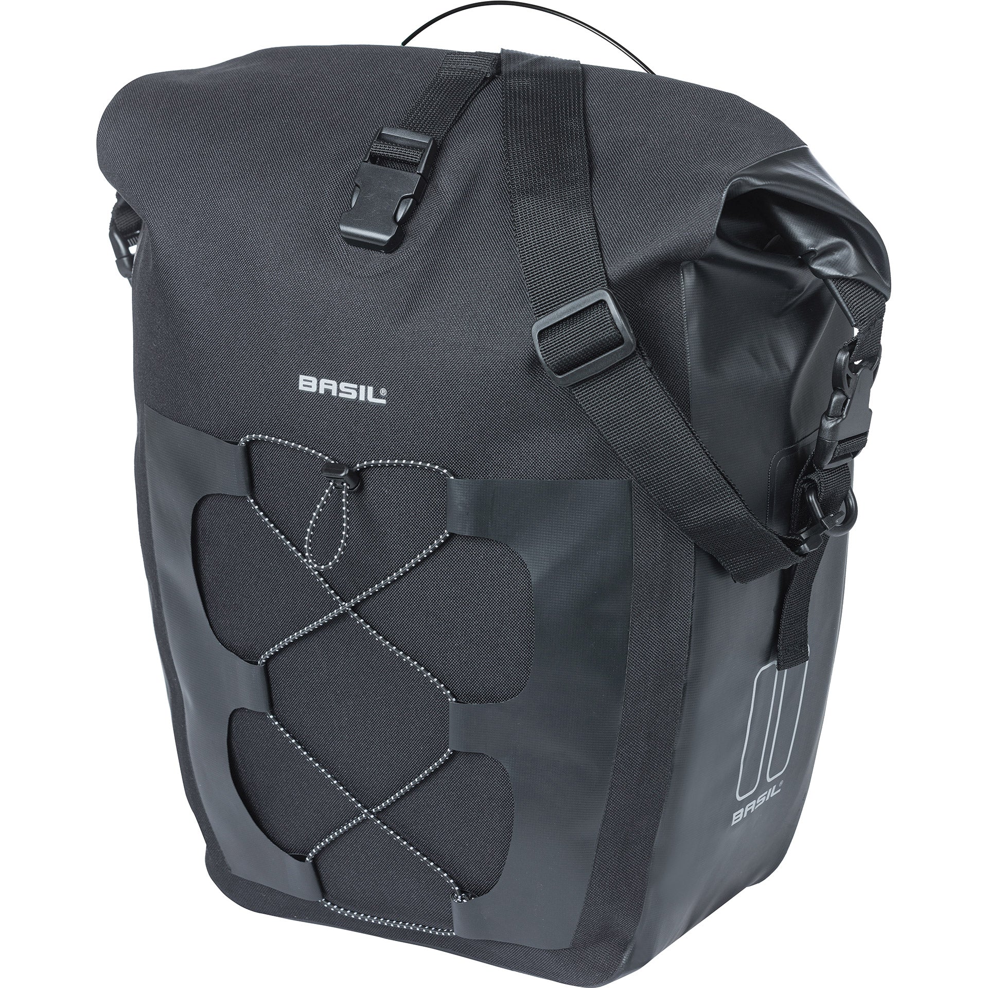 Basil enkele tas Navigator L MIK studs waterproof 22l zwart