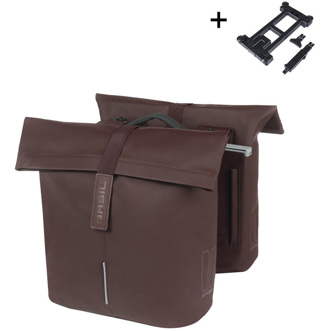 Basil dubbele tas City MIK 28-32l bruin