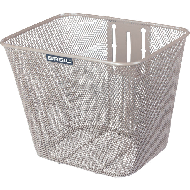 Basil mand Bilbao met houder vaste montage metallic