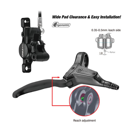 Tektro disc brake set HD-T386 hydraulic 1800mm left black