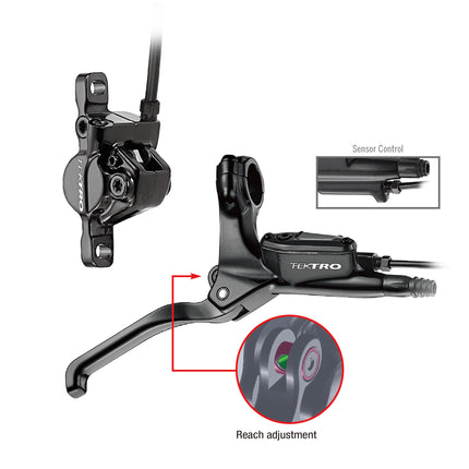Tektro HD-E350 hydr.schijfrem Auriga LH, 1800mm lijn, zw.