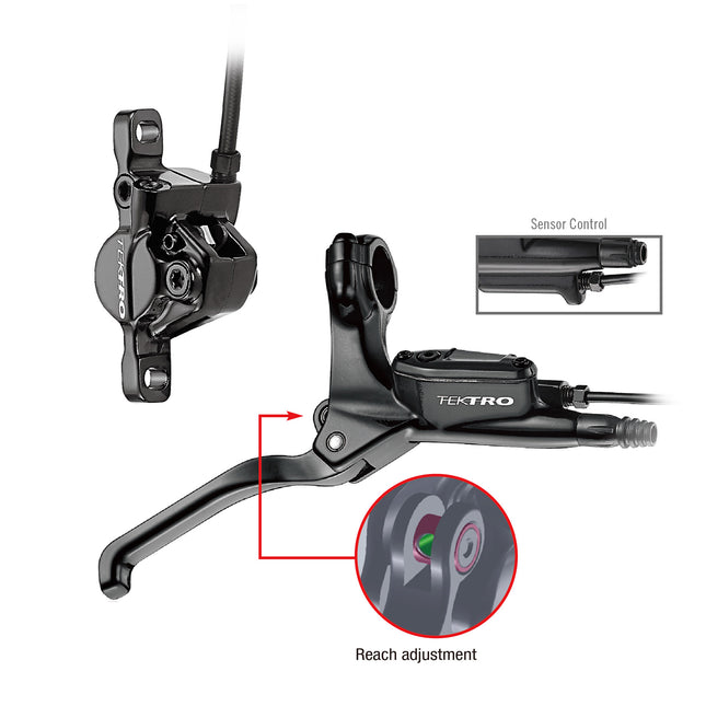 Tektro HD-E350 hydr.schijfrem Auriga LH, 1800mm leiding, zw.