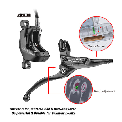 Tektro HD-E730 hydr.schijfrem Auriga LH, 1800mm leiding, zw.