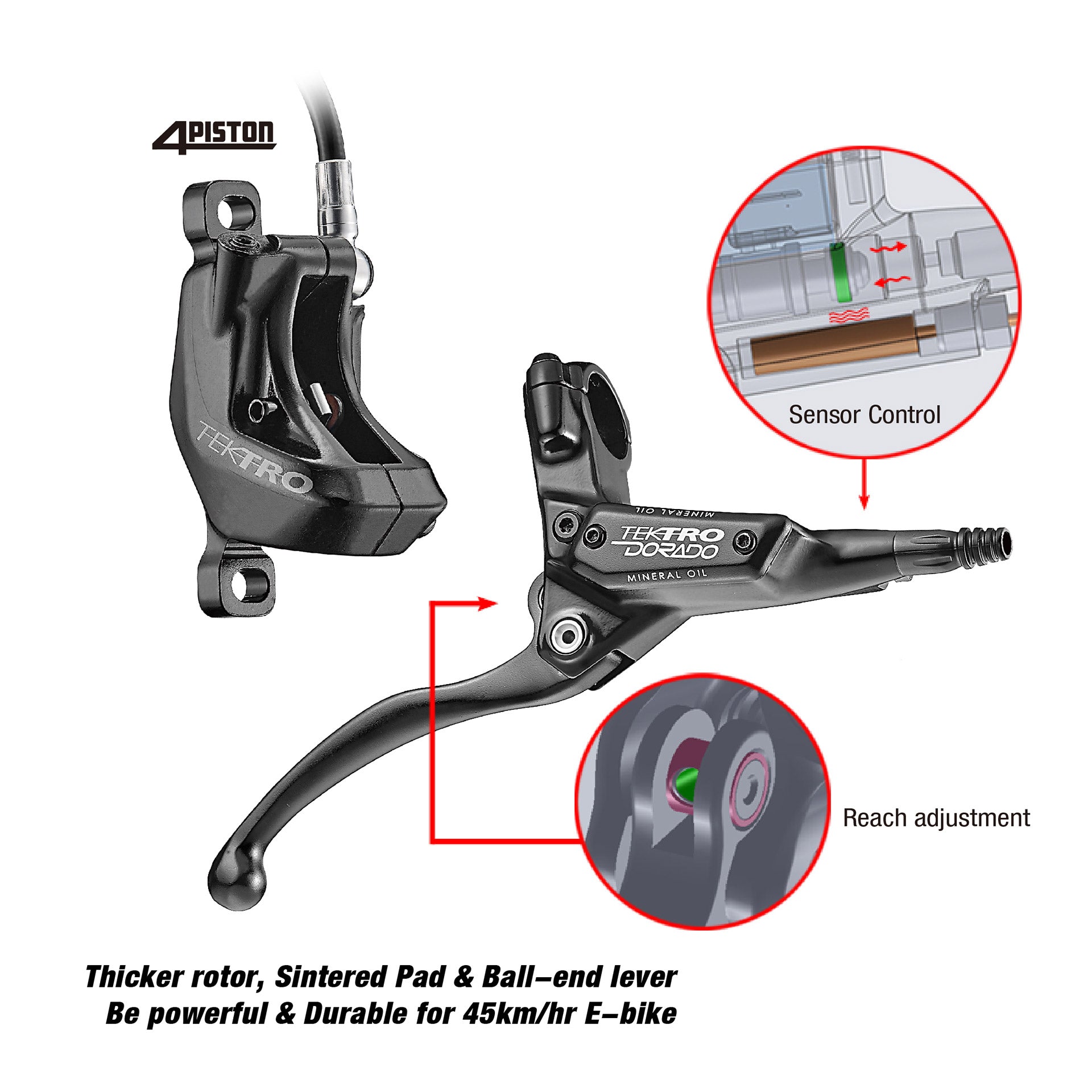 Tektro HD-E730 hydr.schijfrem Auriga LH, 1800mm leiding, zw.