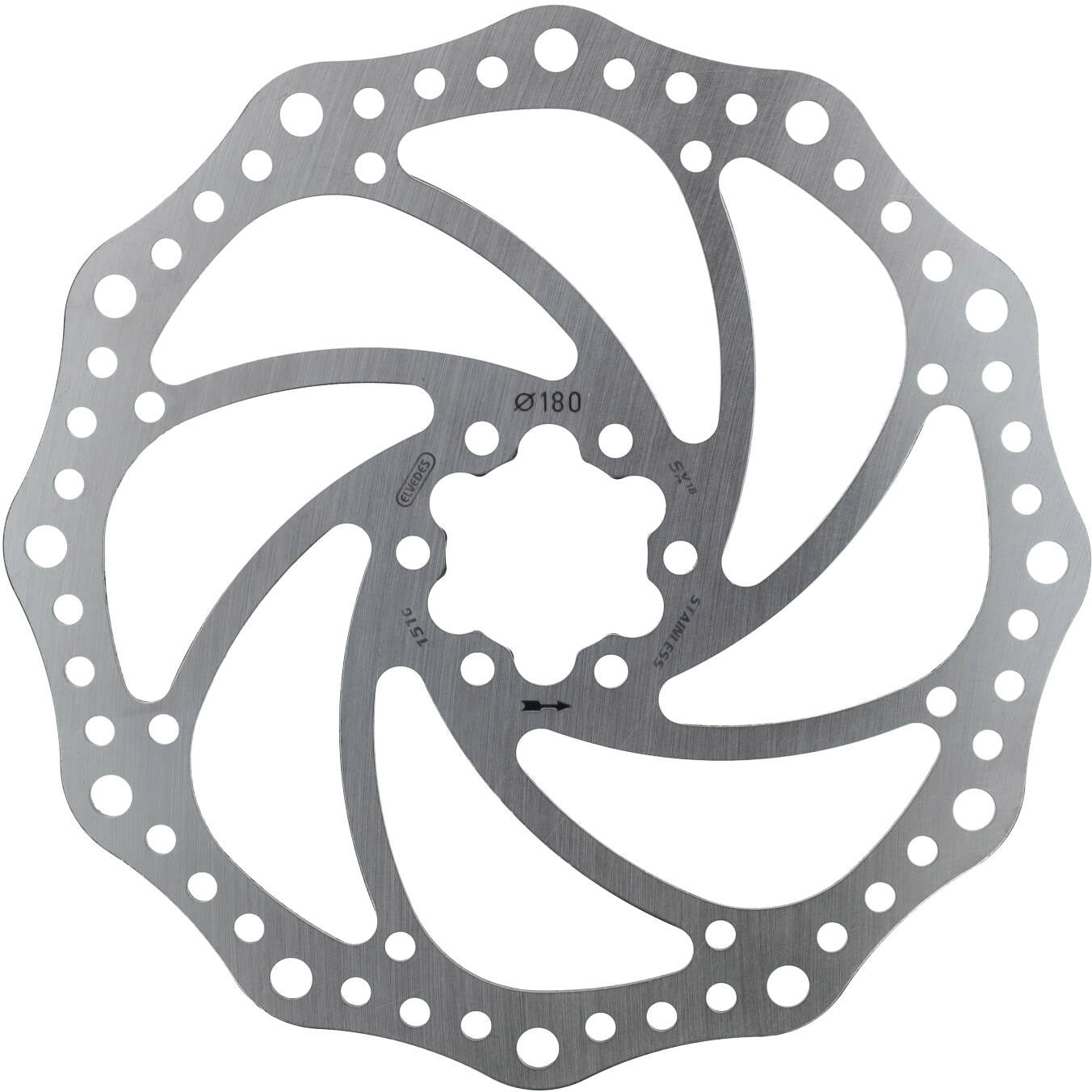 Elvedes rotor SX18 180mm 151g 6 gaats+boutjes RVS 6821