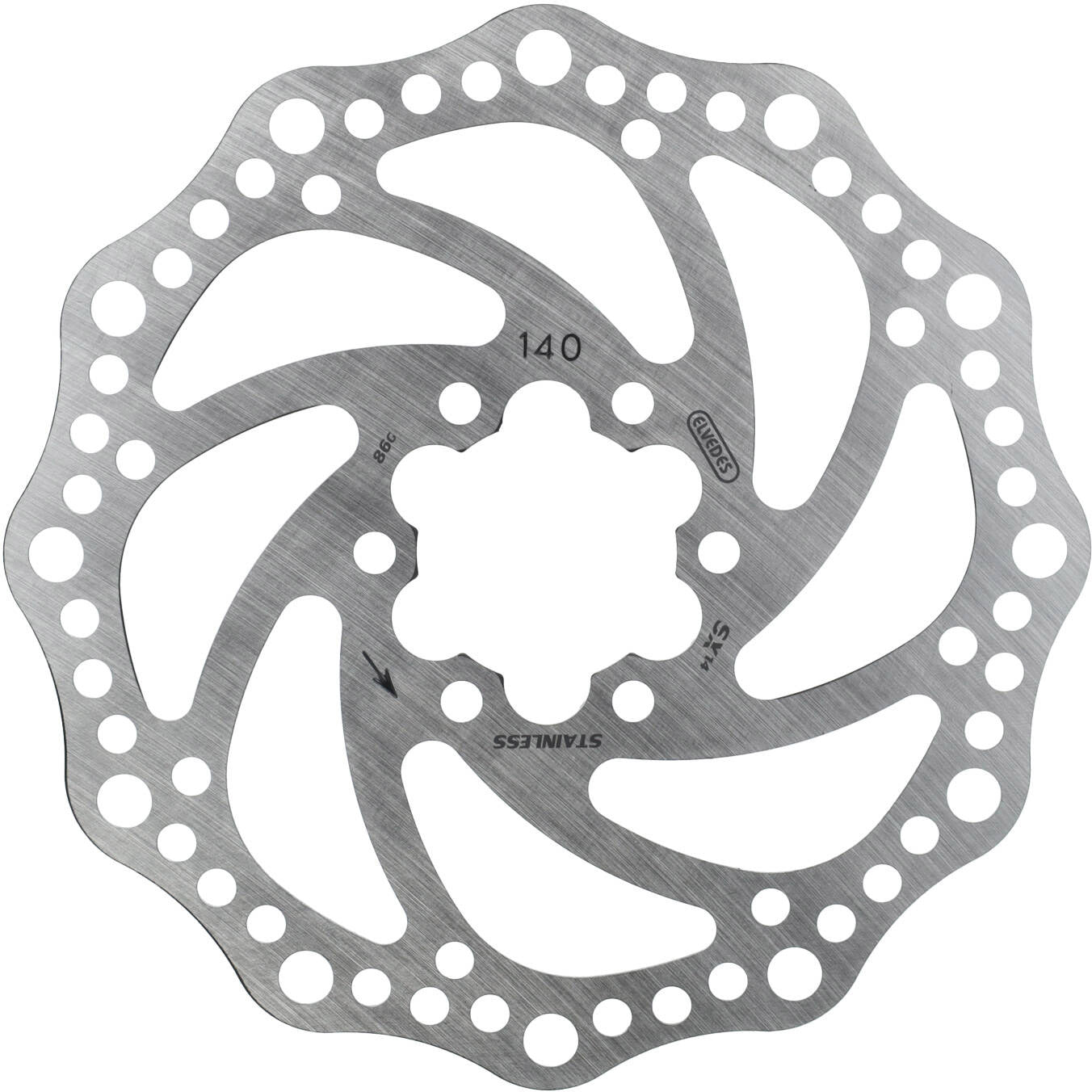 Elvedes rotor SX14 140mm 6 gaats + boutjes RVS