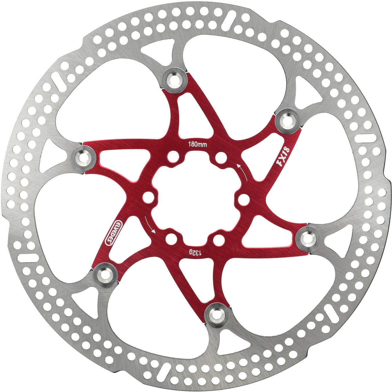 Elvedes floating rotor 180mm 132g 6 gaats+bout rood 2015151