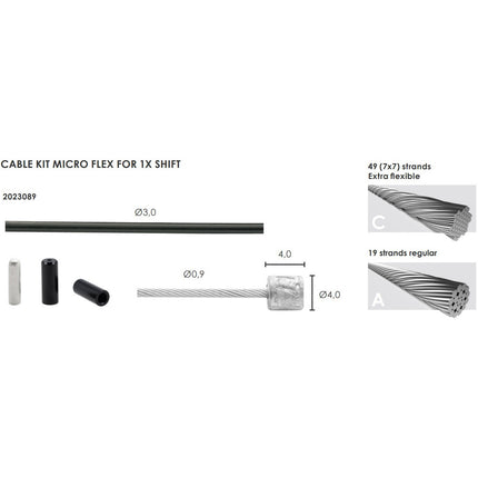 Kit câble de dérailleur Elvedes Micro flex ø3,2mm 2400mm/2500mm
