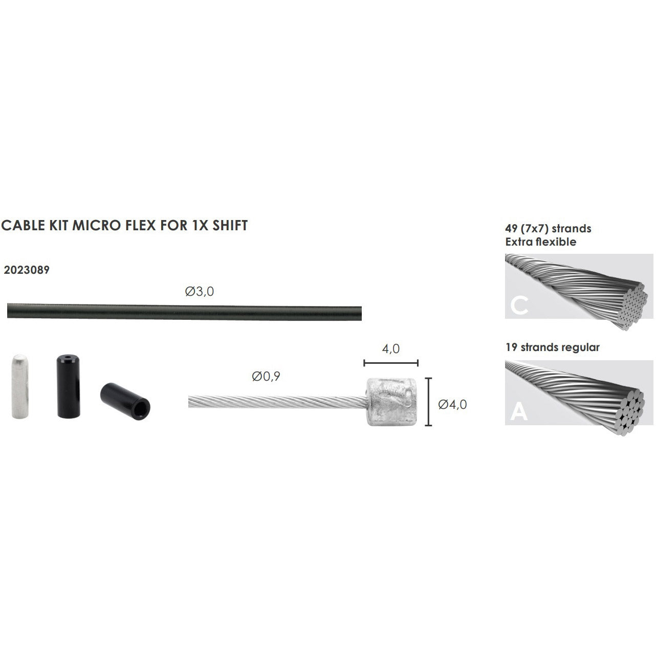 Elvedes schakel kabelkit Micro flex ø3,2mm 2400mm/2500mm