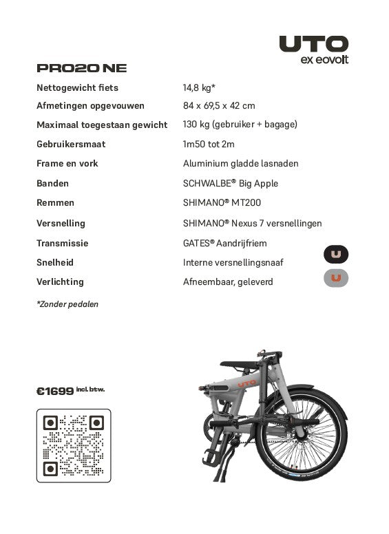 UTO PRO20 NE specs en prijskaart stuk