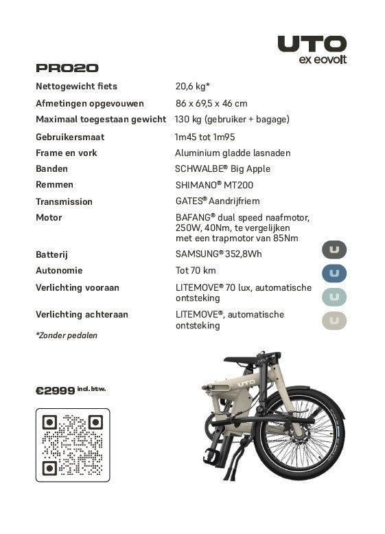 UTO PRO20 specs en prijskaart stuk