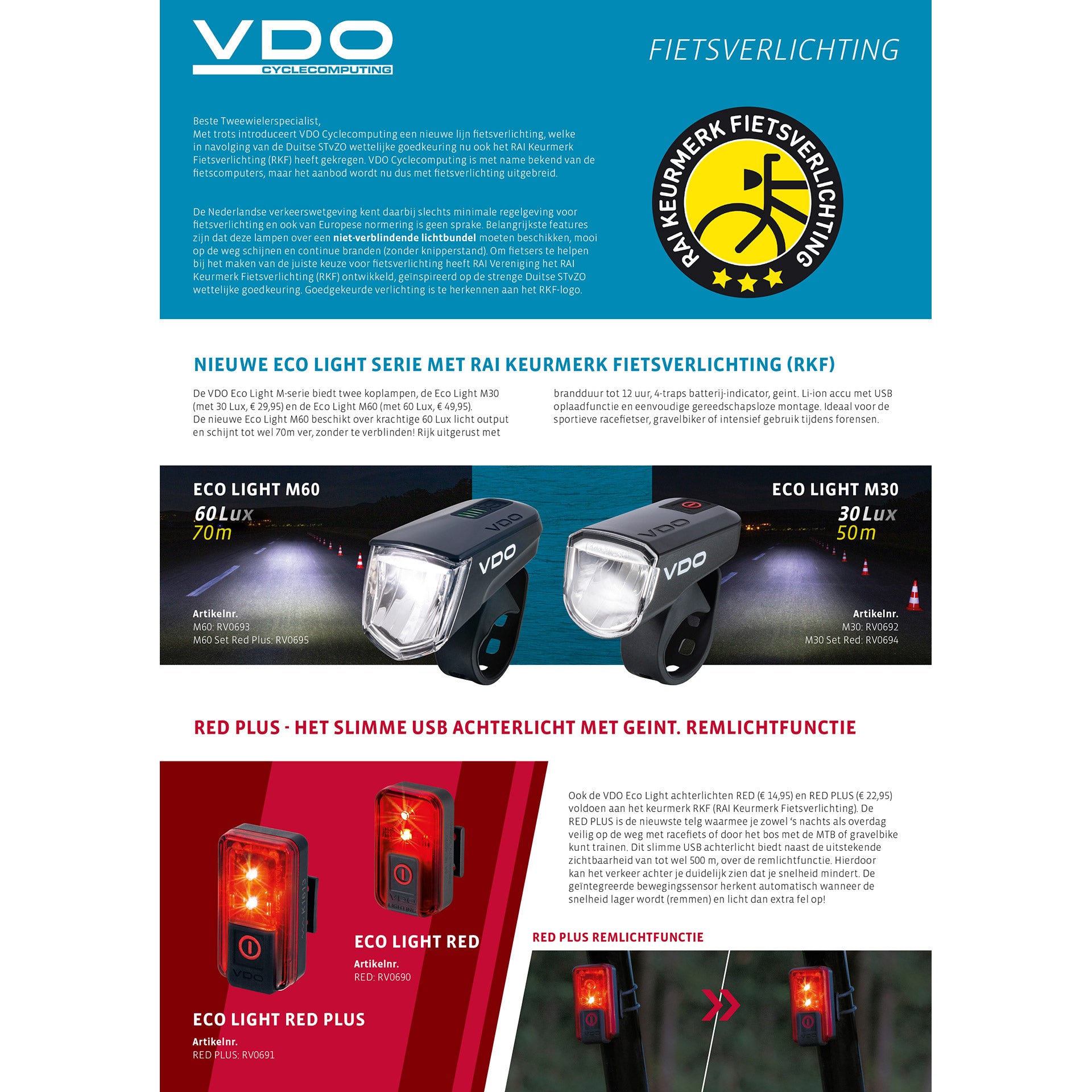 Folder VDO fietsverlichting  m-serie fietscomputers (A4)