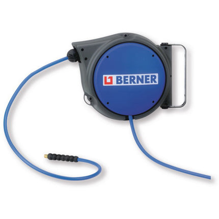 Berner luchthaspel 15bar 10m Ø8mm zelfoprollend blauw
