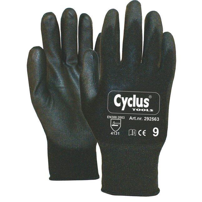 Werkhandschoen Nylon L/9 L+R bruine kraag Cyclus 292563