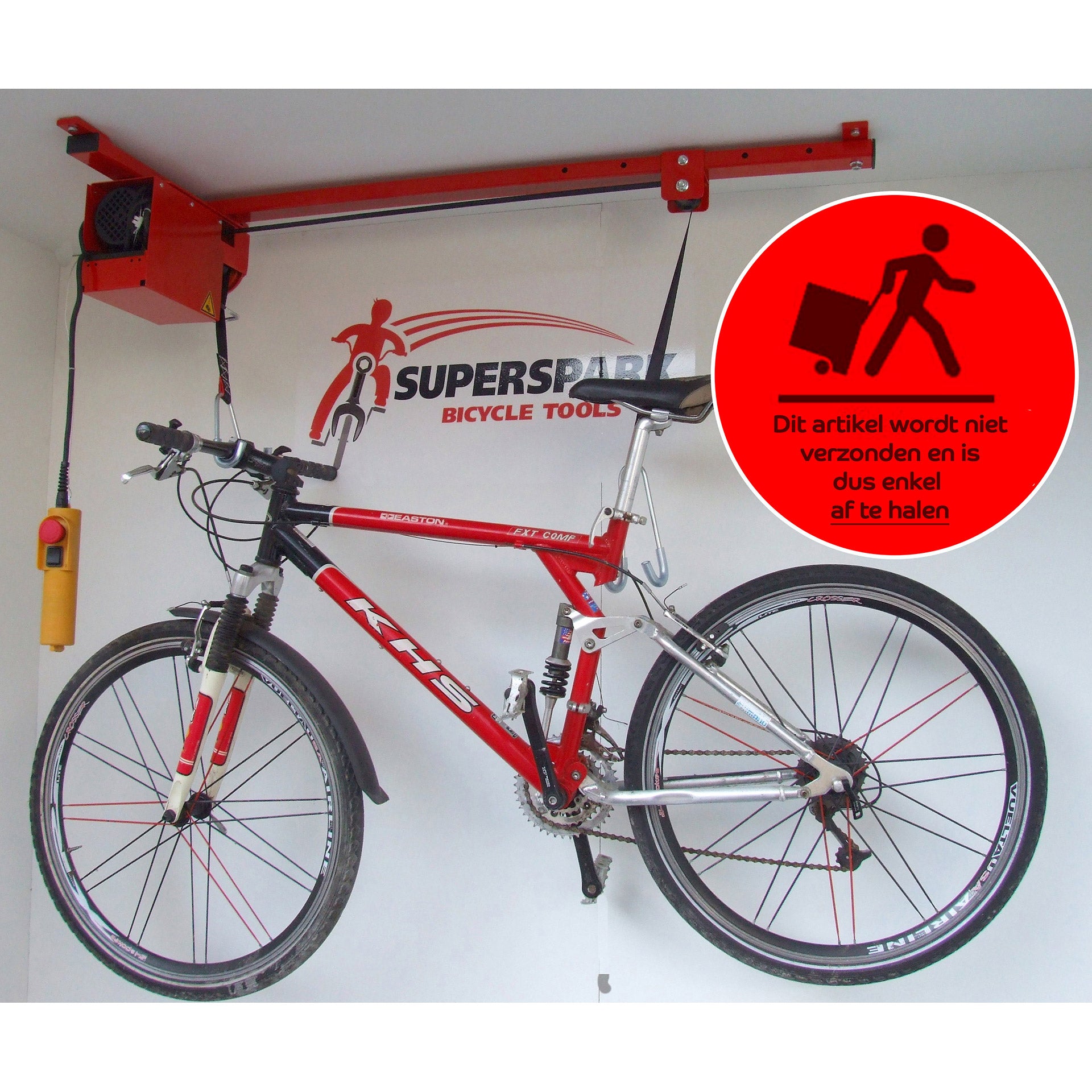 Superspark fietstakel 100kg SBT/810EF elektrisch rood