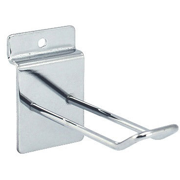 Slatwall blisterhaak dubbel 10cm chroom
