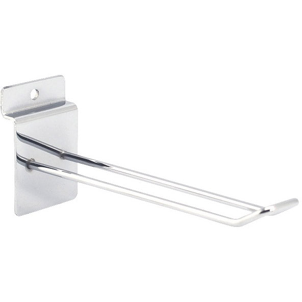Slatwall blisterhaak dubbel 15cm chroom