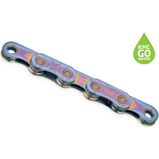 KMC ketting X-Flat 12/13v 126L SRAM waxed aurora blauw