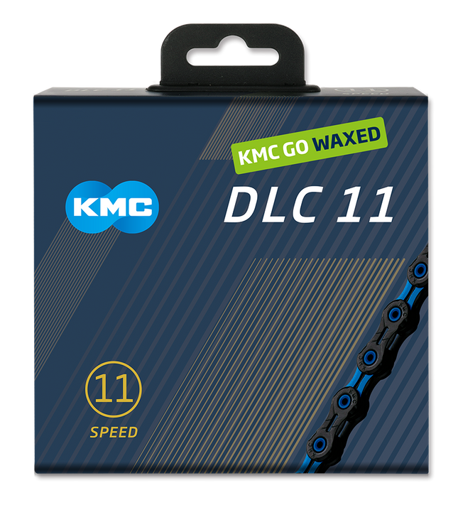 KMC ketting DLC11 black/blue 118s waxed