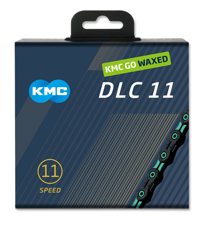 KMC ketting DLC11 black/celeste 118s waxed