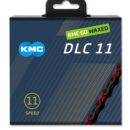 KMC chain DLC11 black/red 118s waxed