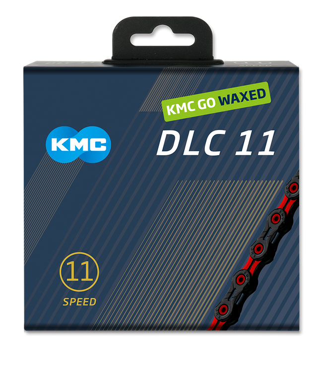 KMC ketting DLC11 black/red 118s waxed