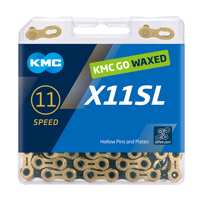 KMC ketting X11SL gold/black 118s waxed