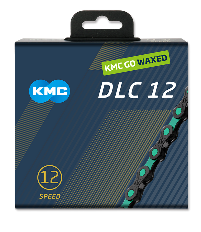 KMC ketting DLC12 black/celeste 126s waxed