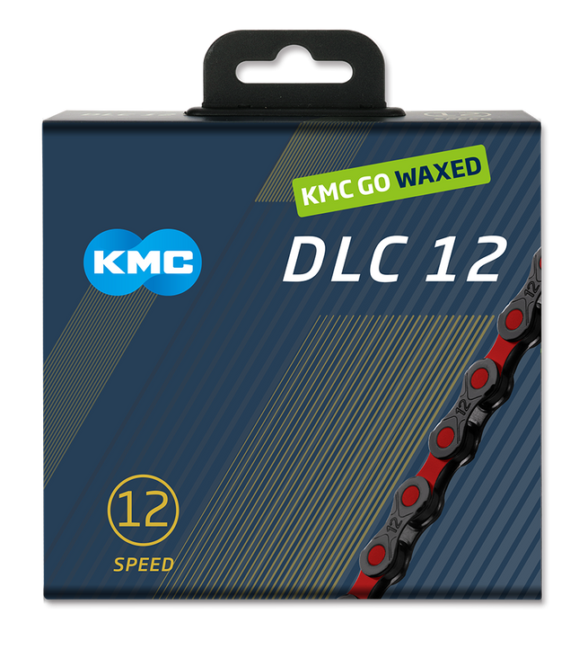 KMC ketting DLC12 black/red 126s waxed