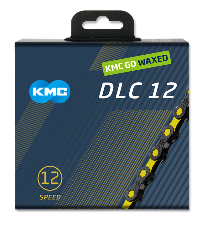 KMC ketting DLC12 black/yellow 126s waxed