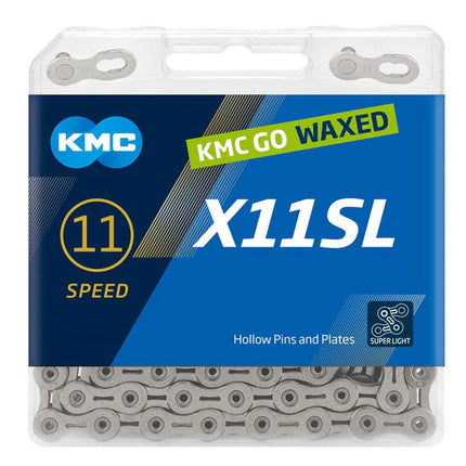 Chaîne KMC X11SL argent 118 maillons cirée