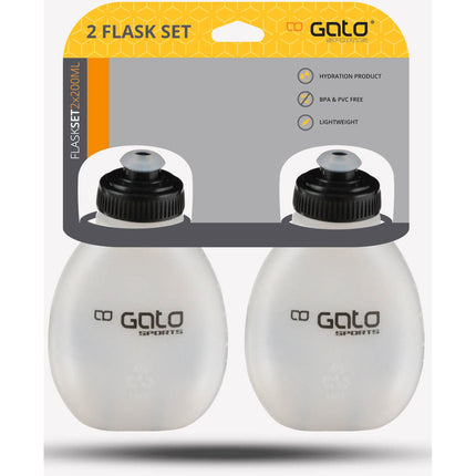 Gato drinkflessen set 2 stuks 200ml zwart/transparant
