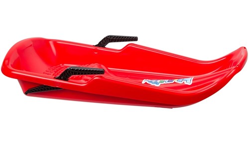 Slee plastic met rem en trekkoord Rood