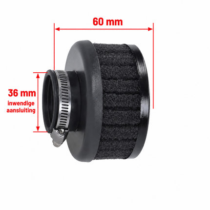 Polini scooter powerfilter recht kort model 36 mm – 203.0201 – productfoto 5