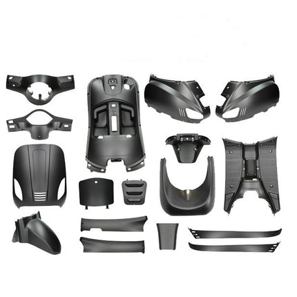 18-delige scooterplaatwerkset China Vespa rondkop, zwart mat � AGM VX50/LX/Napoli