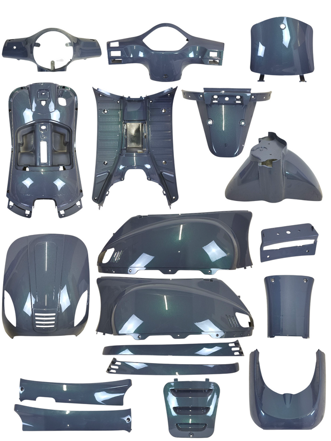 18-delige scooterplaatwerkset China Vespa rondkop, grijs/groen � AGM VX50/LX/Napoli