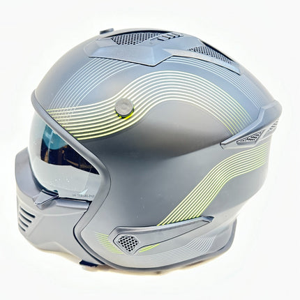 Vito Bruzano Jethelm - Motorhelm - Mat Zwart + Fluor