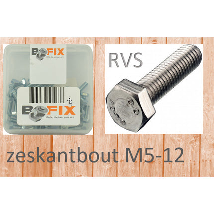 Bofix zeskantbout M5x12 RVS (50st)