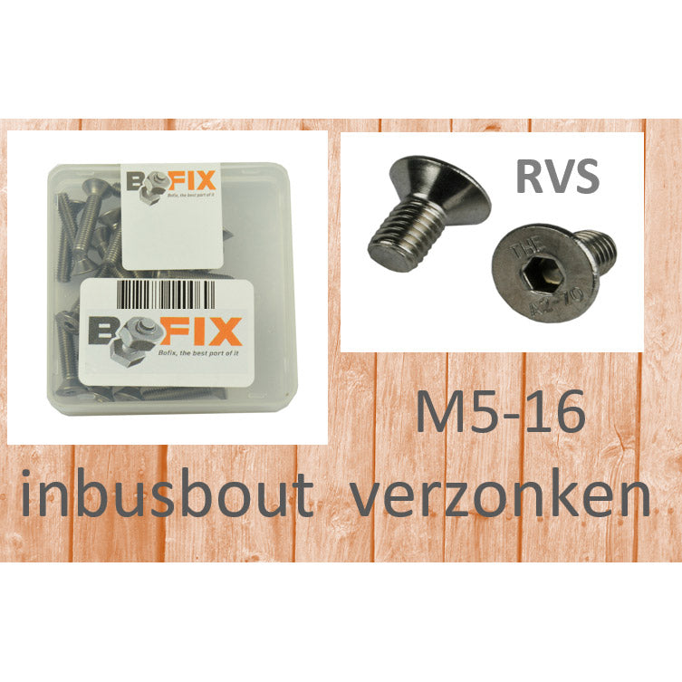Bofix inbusbout M6x16 RVS verzonken kop (25st)