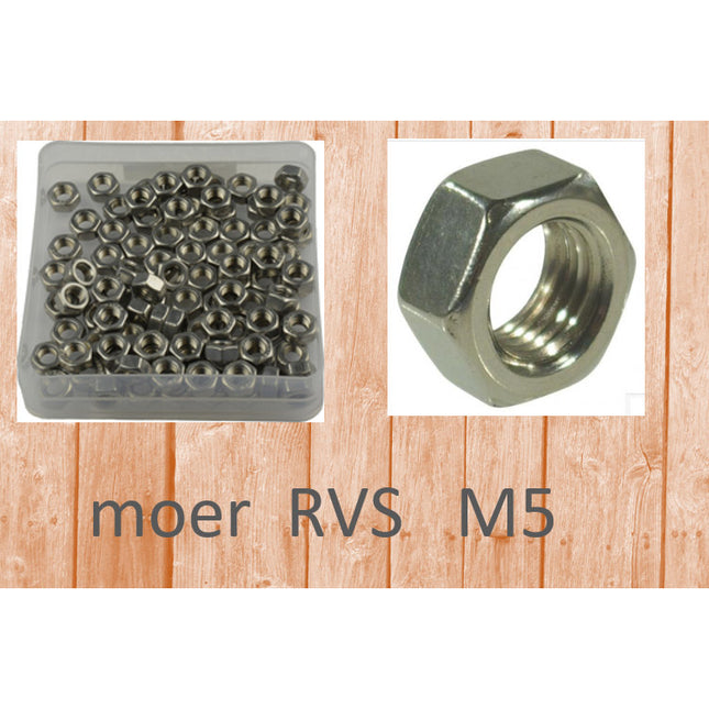 Bofix moer M5 RVS (100st)