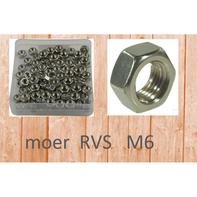 Bofix moer M6 RVS (100st)