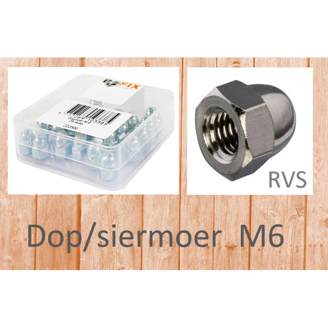 Bofix dop/siermoer M6 RVS (25st)