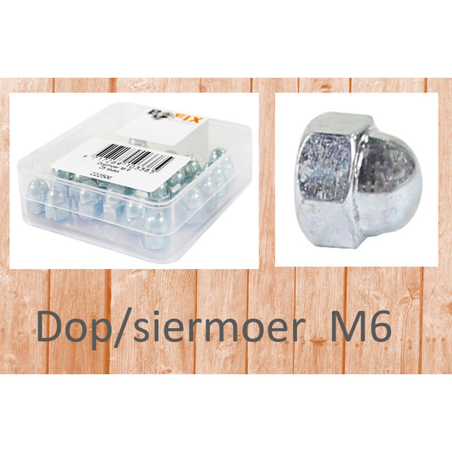 Bofix dop/siermoer M6 verzinkt (25st)