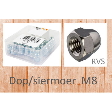 Bofix dop/siermoer M8 RVS (25st)